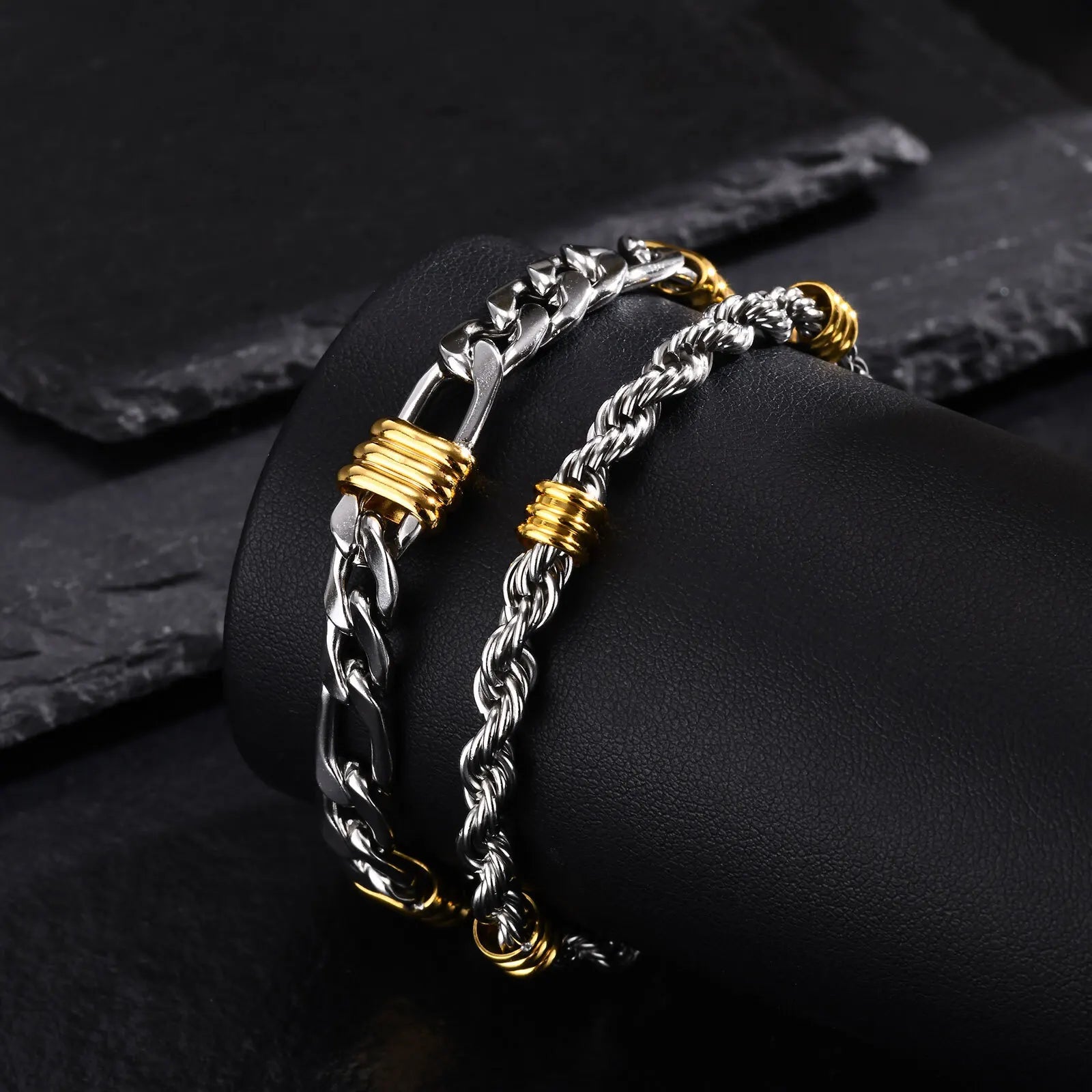 Vnox – Bracelets élégants en chaîne de corde avec breloques en Tubes, Bracelets à maillons cubains simples, bijoux de bracelet tendance en acier inoxydable MAEJORKEN