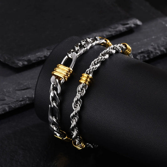 Vnox – Bracelets élégants en chaîne de corde avec breloques en Tubes, Bracelets à maillons cubains simples, bijoux de bracelet tendance en acier inoxydable MAEJORKEN