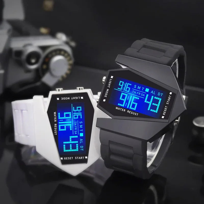 Montres numériques créatives pour enfants, lumineux, étanche, bracelet en Silicone, montre de sport pour hommes, réveil multifonction MAEJORKEN