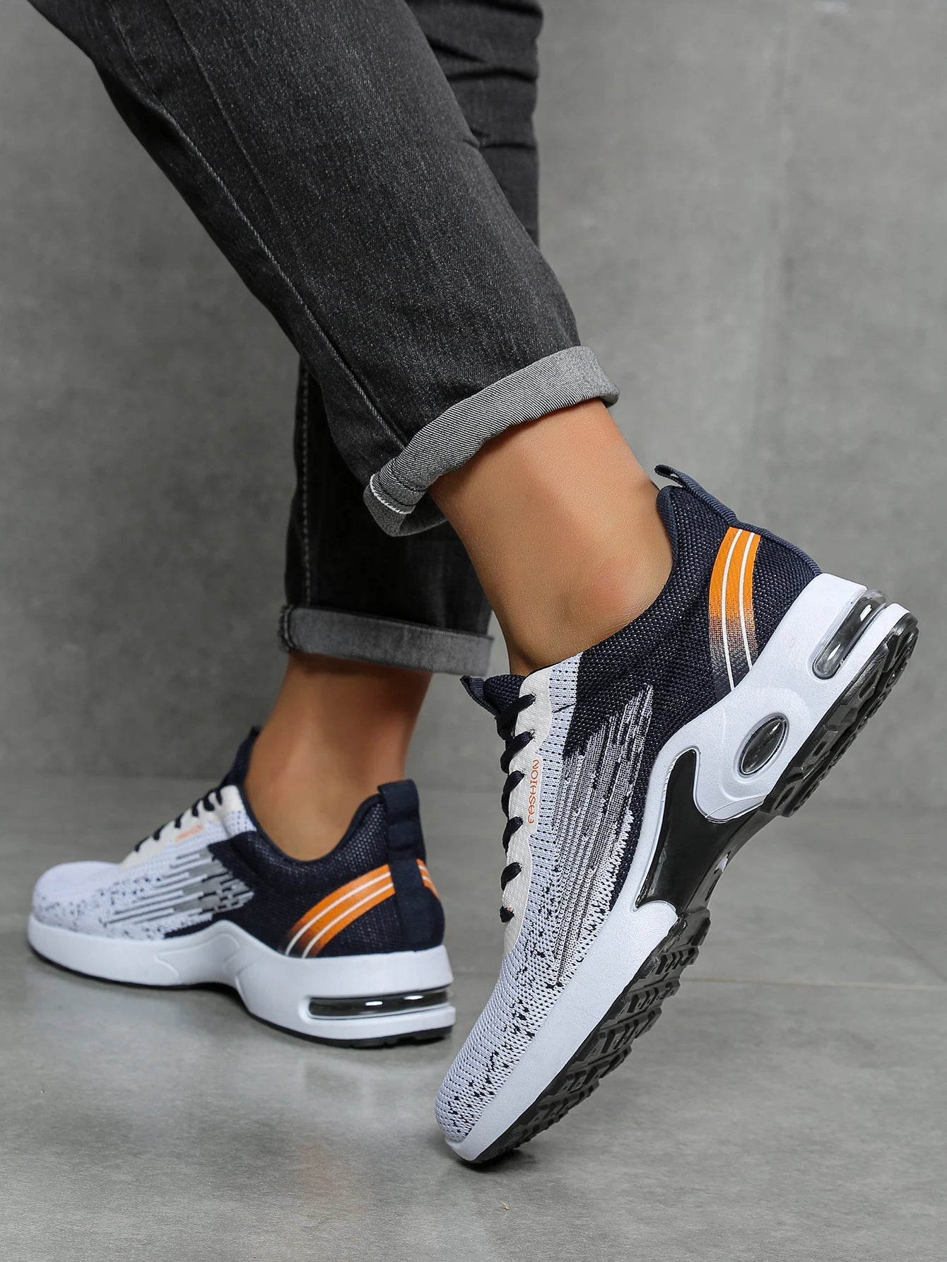Chaussures pour hommes, chaussures décontractées pour hommes, maille respirante, chaussures de sport à la mode à coussin d'air, à semelles souples et à blocs de couleur MAEJORKEN