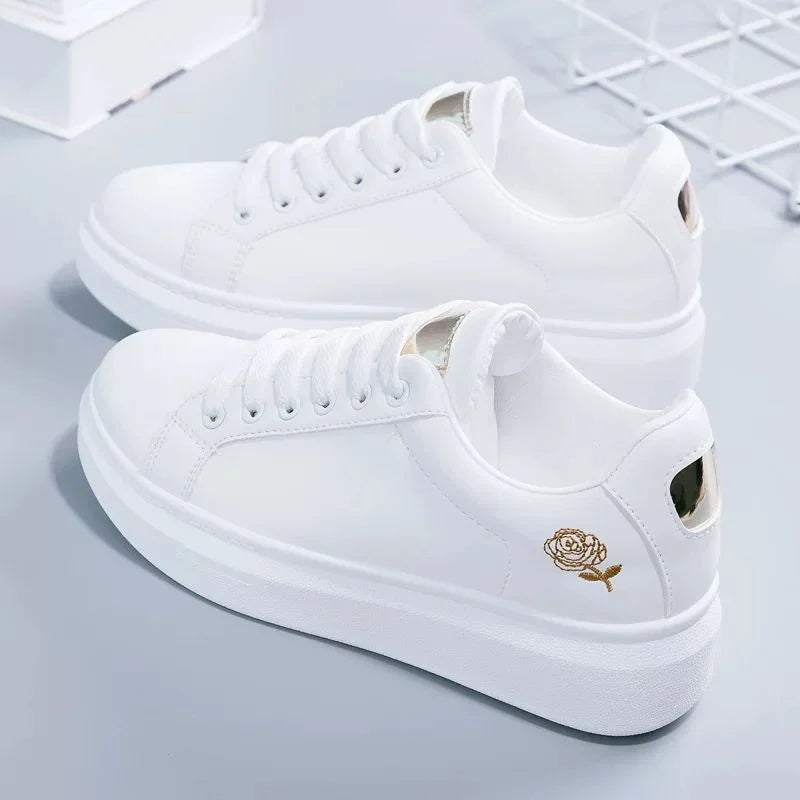 Chaussures De course blanches respirantes à lacets pour femmes, baskets décontractées à fleurs brodées, mode printemps-automne 2023 MAEJORKEN