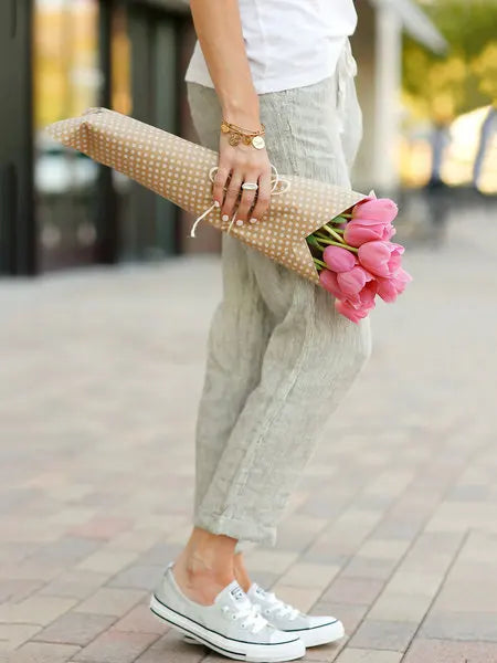 Pantalon de neuf minutes, couleur unie, ample, loisirs, cordon de serrage, taille élastique, en coton, nouvelle mode 2025 MAEJORKEN