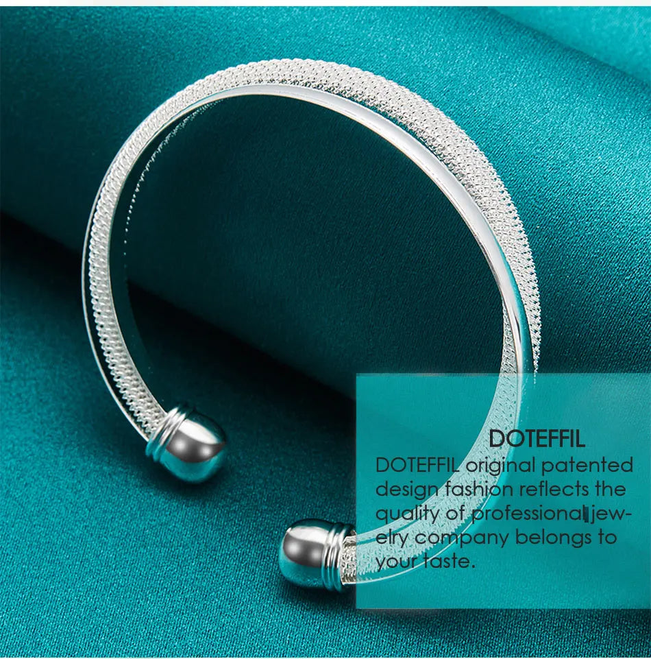 DOTEFFIL 925 en argent Sterling grand Bracelet lisse réticulé pour femme homme bijoux de fiançailles de mariage MAEJORKEN