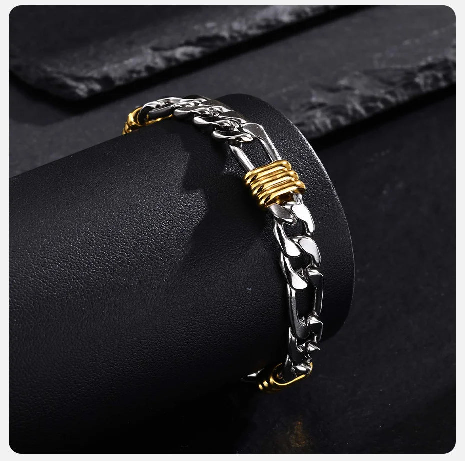 Vnox – Bracelets élégants en chaîne de corde avec breloques en Tubes, Bracelets à maillons cubains simples, bijoux de bracelet tendance en acier inoxydable MAEJORKEN