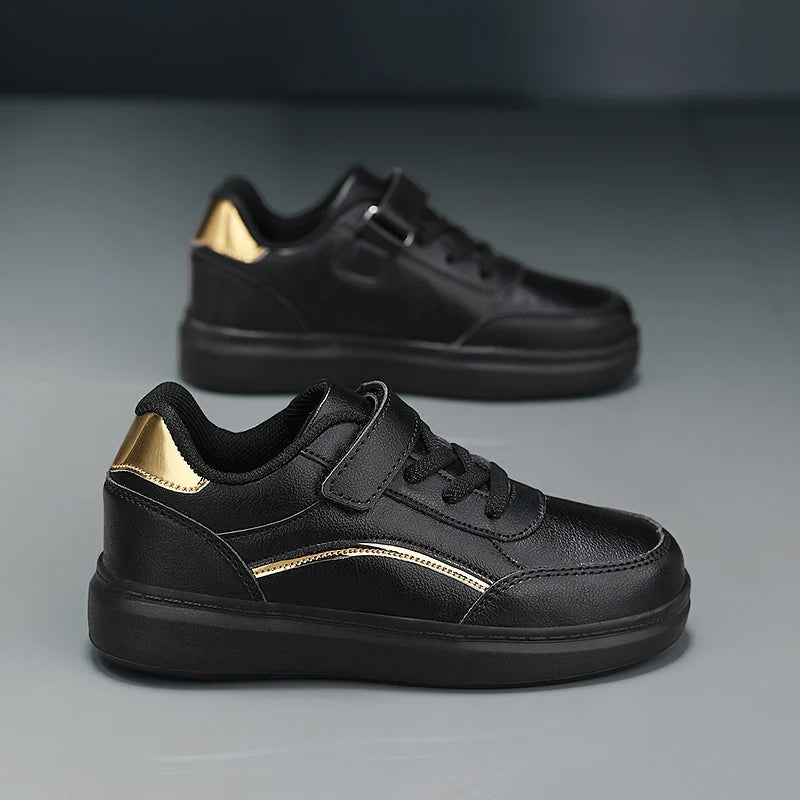 Baskets blanches en cuir PU pour enfants, chaussures de sport décontractées pour garçons, chaussures de Skate d'école de luxe, baskets de Tennis d'automne pour garçons MAEJORKEN