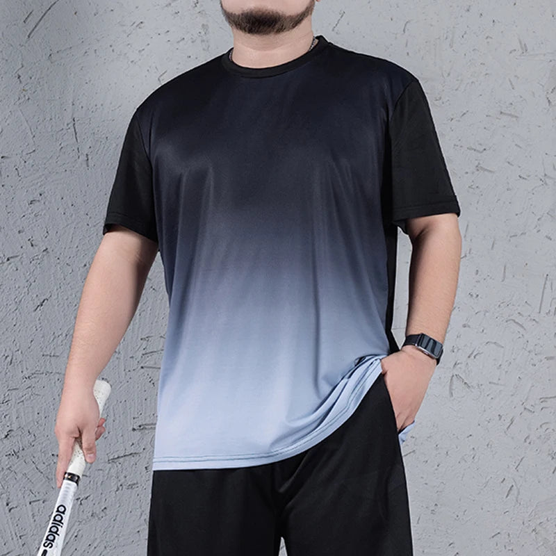 T-shirt homme grande taille 1XL-7XL manches courtes hauts printemps été dégradé t-shirts séchage rapide hommes Sport surdimensionné respirant T-shirt MAEJORKEN