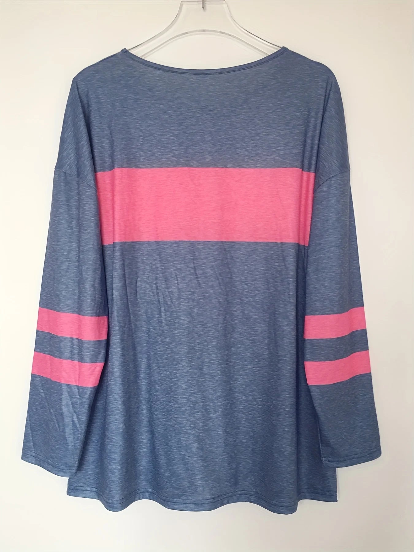 T-shirt tunique imprimé à rayures color block grande taille pour femme avec manches longues et légèrement extensible - Décontracté et confortable MAEJORKEN