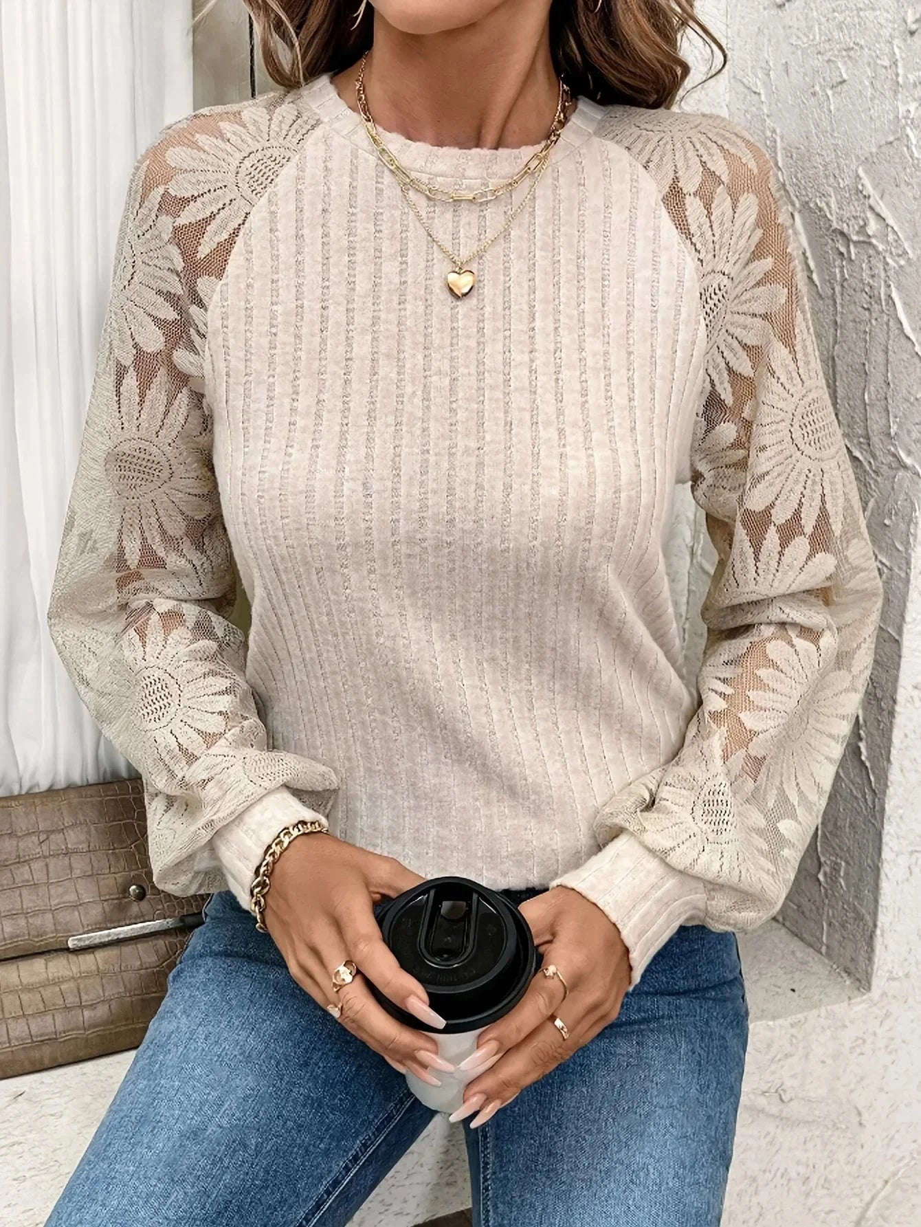Pull tricoté dentelle femmes du S au 2XL MAEJORKEN