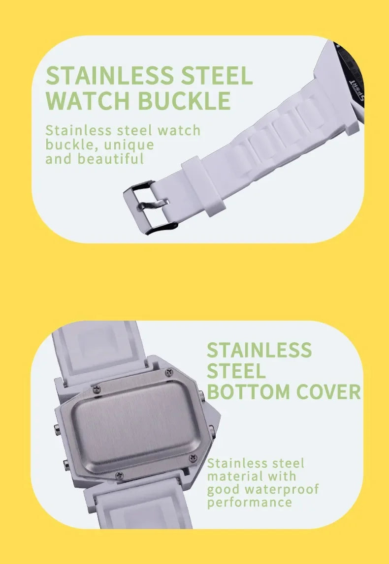 Montres numériques créatives pour enfants, lumineux, étanche, bracelet en Silicone, montre de sport pour hommes, réveil multifonction MAEJORKEN