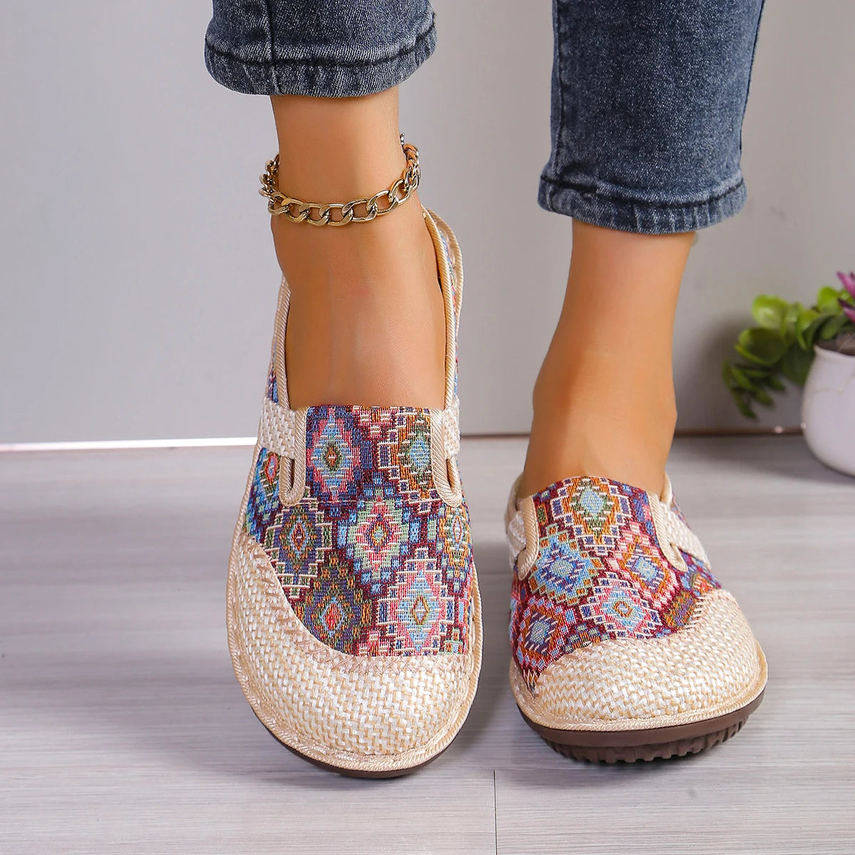 Mules style bohème pour femme, à bout ouvert, antidérapantes, décontractées, à bout rond MAEJORKEN