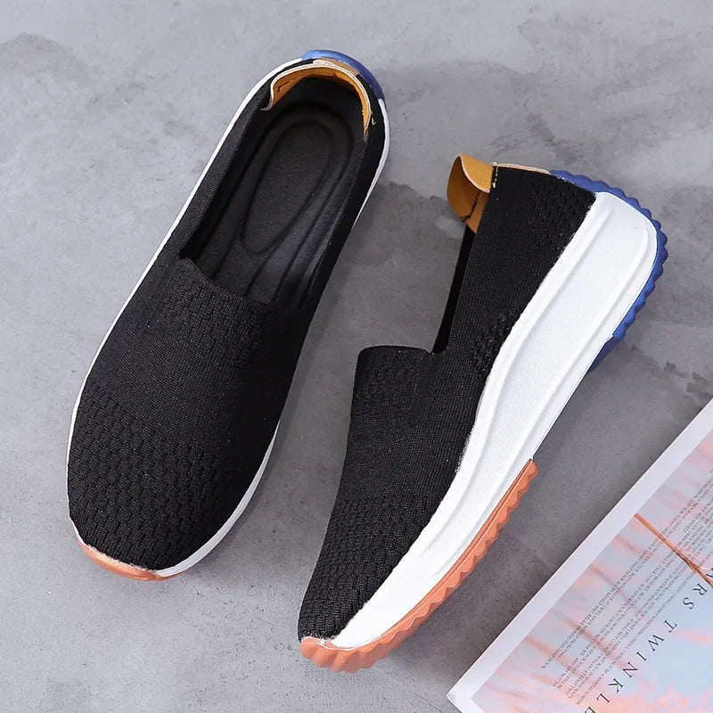 Baskets d'extérieur en maille respirante pour femmes, chaussures plates à enfiler, chaussures de Jogging légères à semelle compensée, mocassins d'été à semelle souple MAEJORKEN