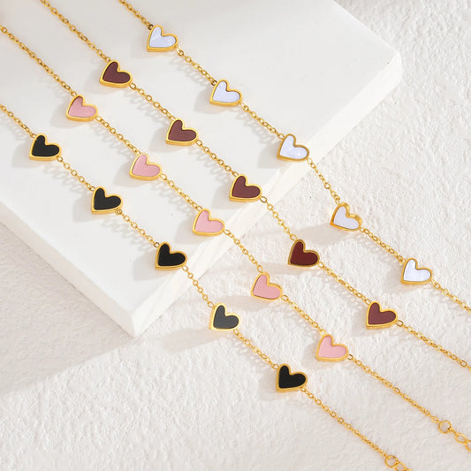 Bracelet tendance en acier inoxydable plaqué or pour femmes, multicolore, goutte d'huile, design en forme de cœur, magnifiques bijoux de personnalité, cadeaux MAEJORKEN