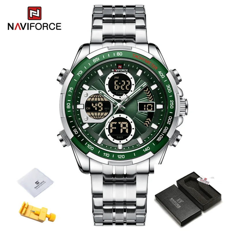 NAVIFORCE montre militaire pour hommes chronographe multifonction sport 3ATM étanche avec alarme affichage jour et Date horloge cadeaux masculins MAEJORKEN