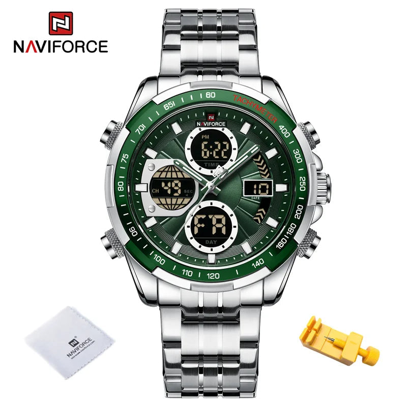 NAVIFORCE montre militaire pour hommes chronographe multifonction sport 3ATM étanche avec alarme affichage jour et Date horloge cadeaux masculins MAEJORKEN