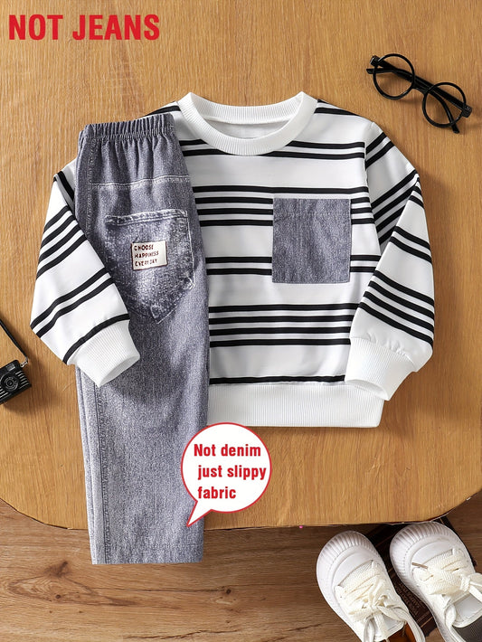 Ensemble t-shirt rayée à manches longues et pantalon garçons du 6 mois au3 ans MAEJORKEN