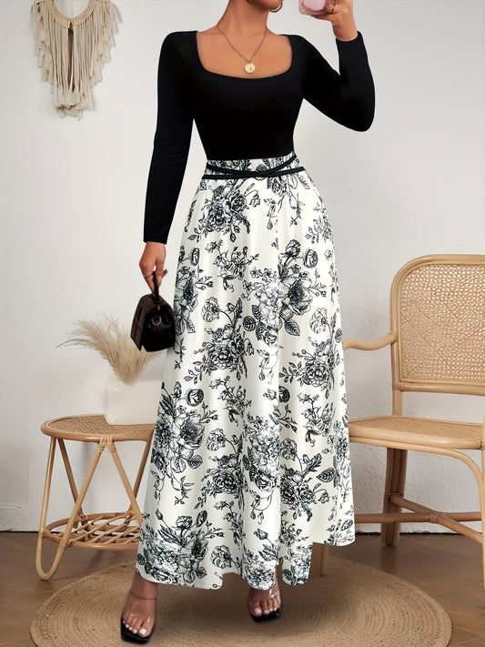 Robe à manches longues à imprimé floral grande taille du XL au 5 XL MAEJORKEN