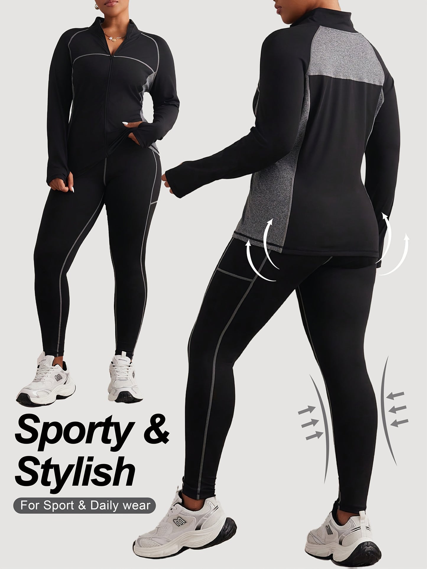 Ensemble veste zippées et leggins grande taille du XL au 4XL MAEJORKEN