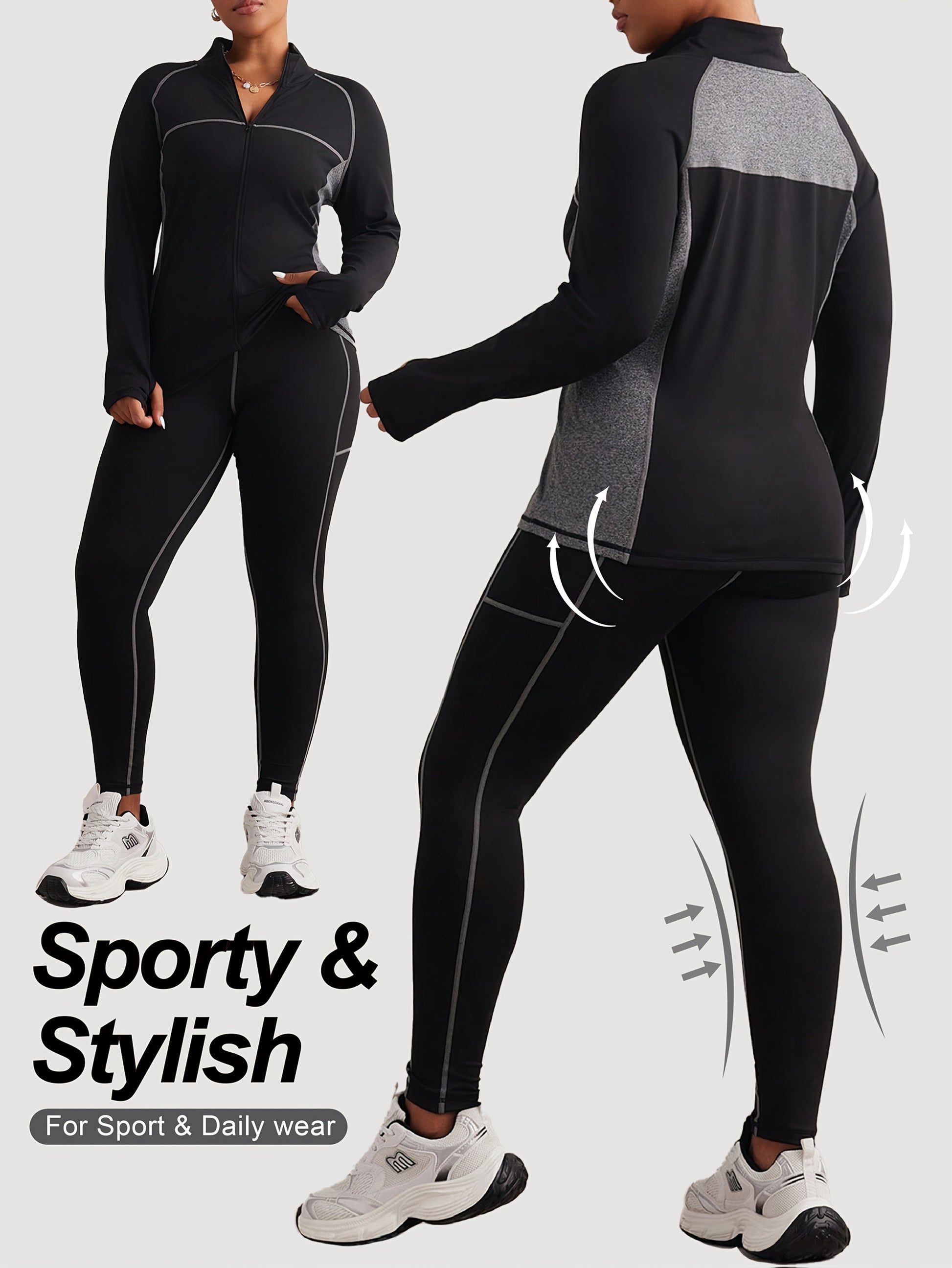 Ensemble veste zippées et leggins grande taille du XL au 4XL MAEJORKEN