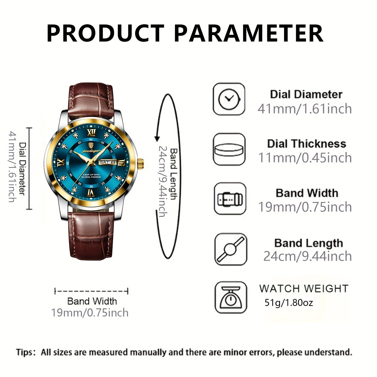 Montre à quartz élégante en simili cuir ( coffret non inclus ) MAEJORKEN