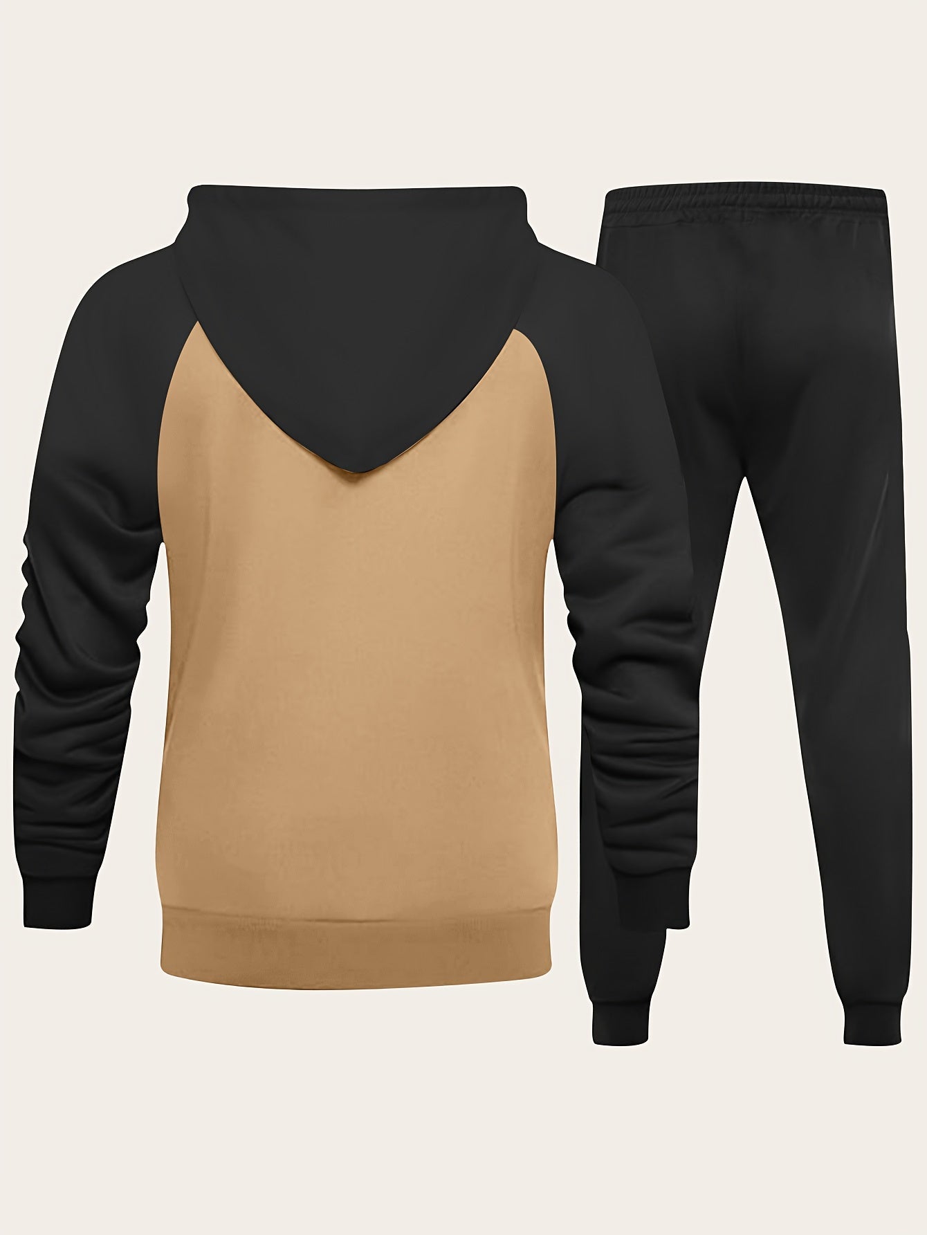 2pcs Men'S Raglan Sleeve Full-Zip Hoodie + Drawstring Pants Set, Solid Color Basic Style, Ideal for Spring/Autumn/Winter Streetwear, Jogging, Commuting, Travel, and Outdoor Camping – Perfect Gift for Husband Boyfriend, Acti MAEJORKEN