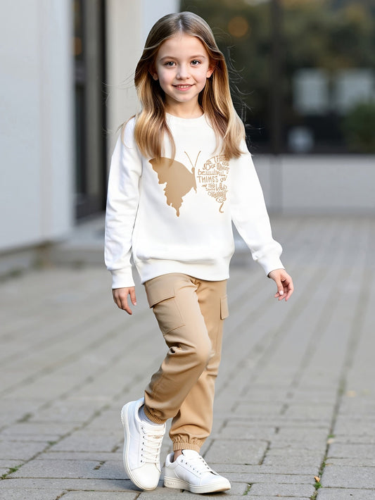 Ensemble pantalon cargo et haut à manches longues pour filles du 4 au 12 ans MAEJORKEN