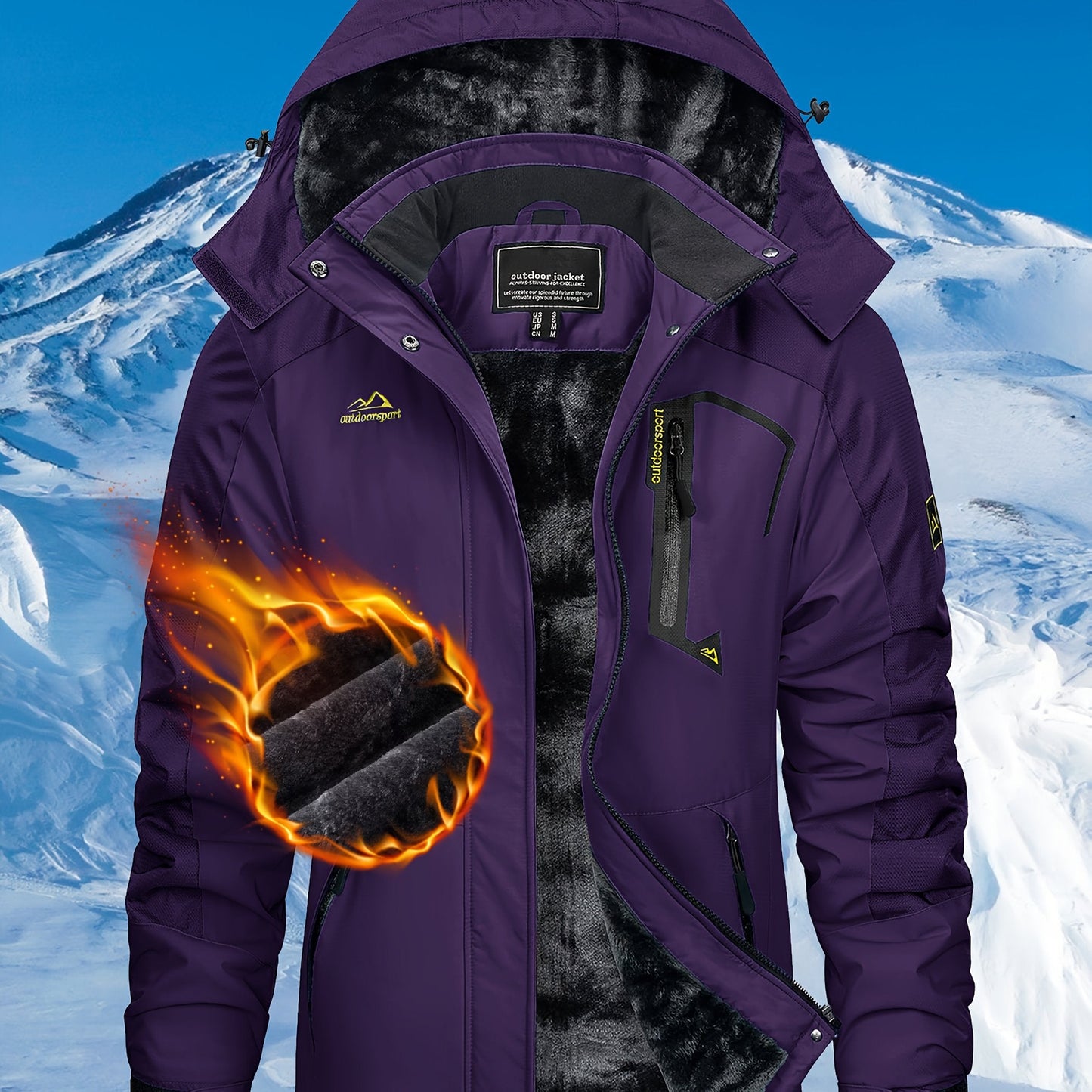 TACVASEN Women'S Winter Ski Jacket - Warm Fleece Lined, Detachable Hooded Coat with Zipper Pockets, Heavy Weight Thick Outdoor Coat for, Camping, Climbing, Travel & Snowboarding, Gear | Hooded Jacket | Zippered Jacket MAEJORKEN