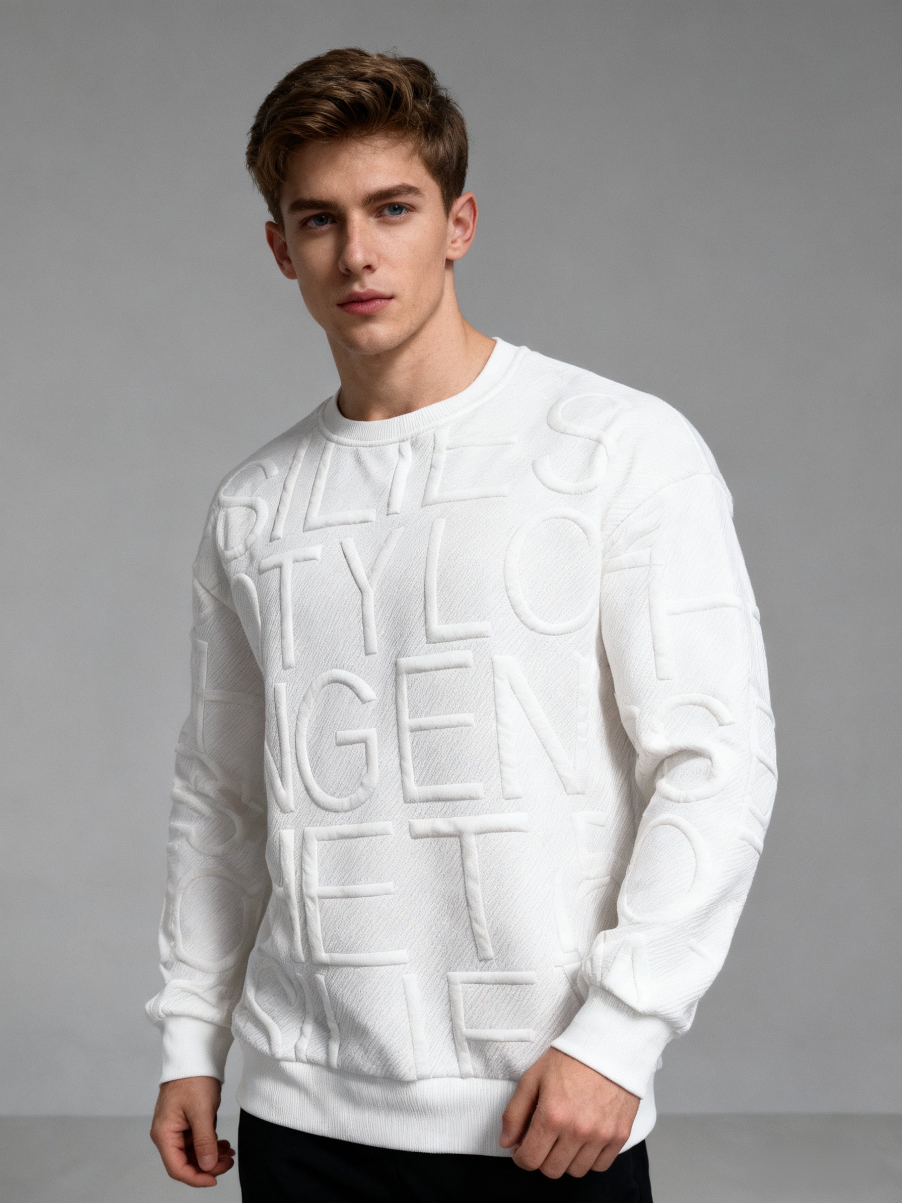 Pull blanc avec imprimé lettre pour garçons du 13 au 16 ans MAEJORKEN