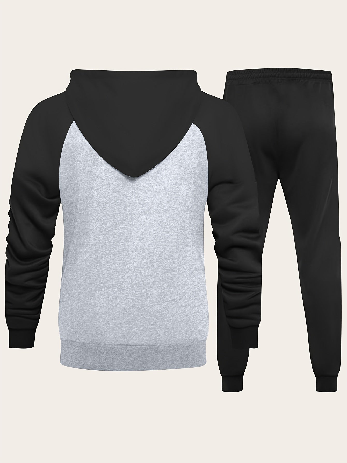 2pcs Men'S Raglan Sleeve Full-Zip Hoodie + Drawstring Pants Set, Solid Color Basic Style, Ideal for Spring/Autumn/Winter Streetwear, Jogging, Commuting, Travel, and Outdoor Camping – Perfect Gift for Husband Boyfriend, Acti MAEJORKEN