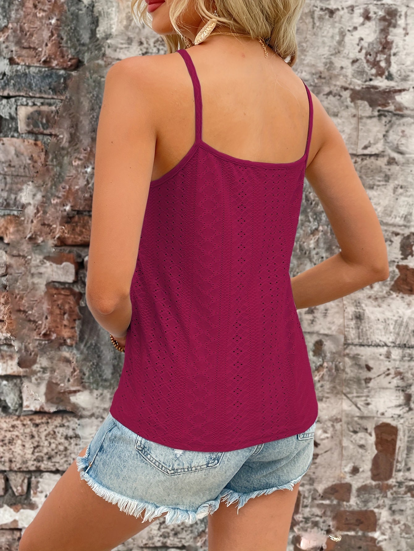 Haut en dentelle contrastée à œillets du S au 2XL