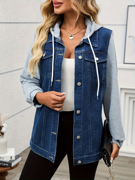 Sweat-shirt à capuche en denim femmes du S au 2XL