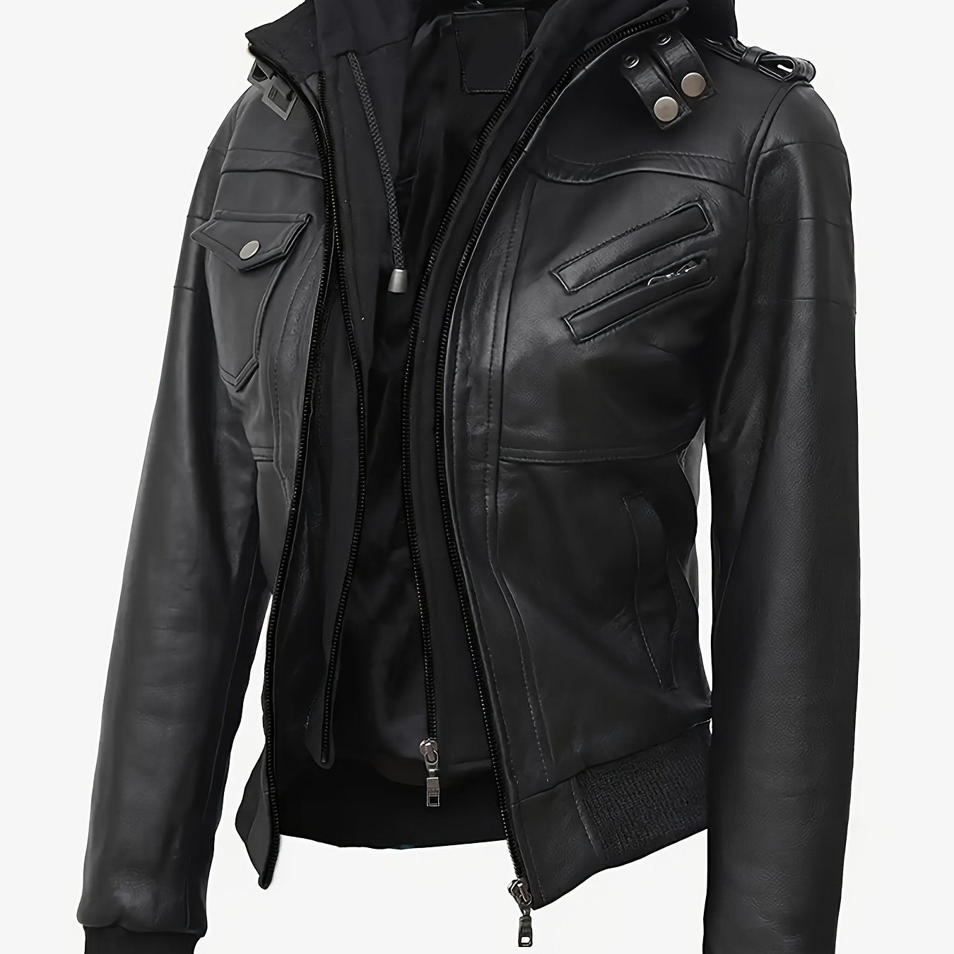 Blouson en cuir zippé élégant pour femmes du S au 2XL MAEJORKEN