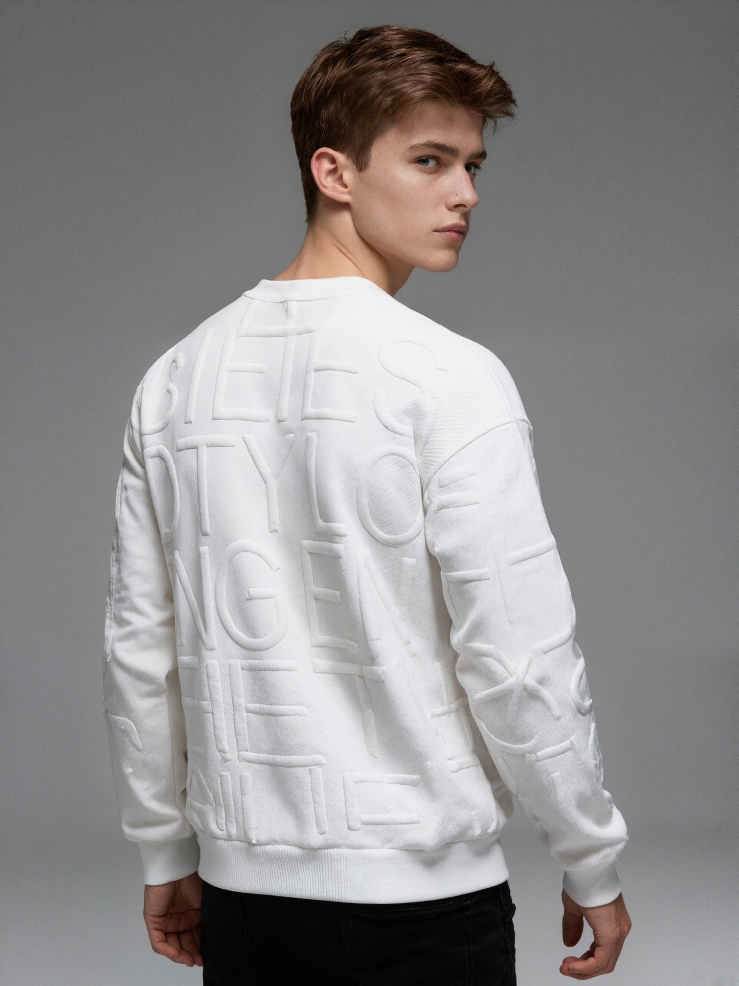 Pull blanc avec imprimé lettre pour garçons du 13 au 16 ans MAEJORKEN