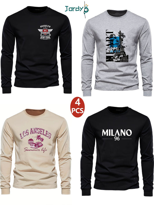 Lot de 4 t-shirts à manches longues ras du cou garçons du 7 au 15 ans MAEJORKEN