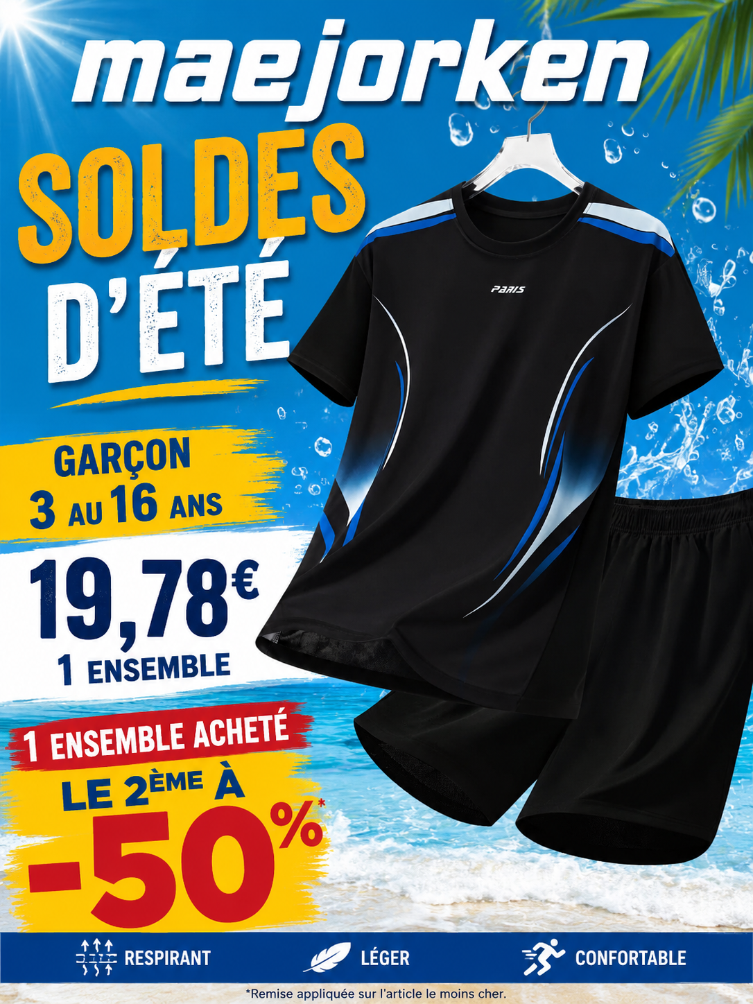 Ensemble décontracté à imprimé football, col rond, manches courtes et short, ensemble sportif d'été pour garçons, basketball, football MAEJORKEN