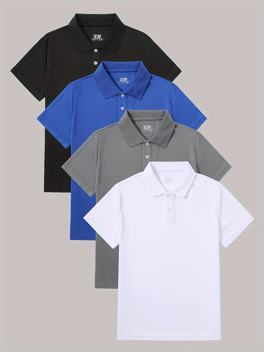 Lot de 4 polos couleur unie à manches courtes garçons du 5 au 13 ans MAEJORKEN
