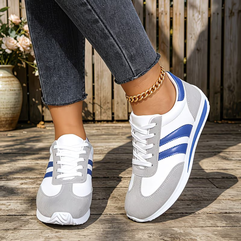Baskets basses pour femme GNPV - Tige synthétique légère et semelle en EVA, à lacets à rayures multicolores du 36 au 42 MAEJORKEN