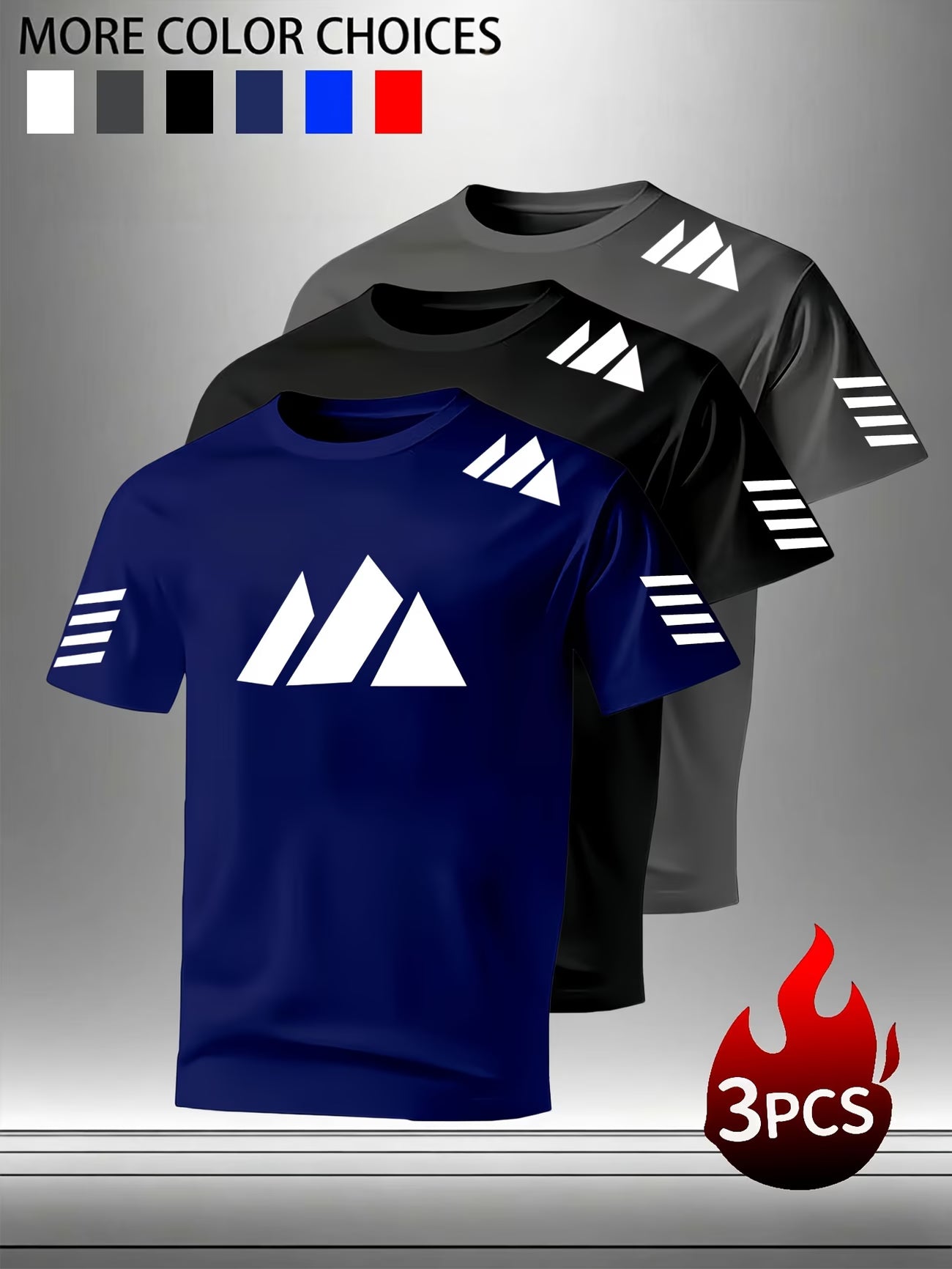 Lot de 3 t-shirts à manches courtes pour hommes respirant à séchage rapide du S au 3XL MAEJORKEN
