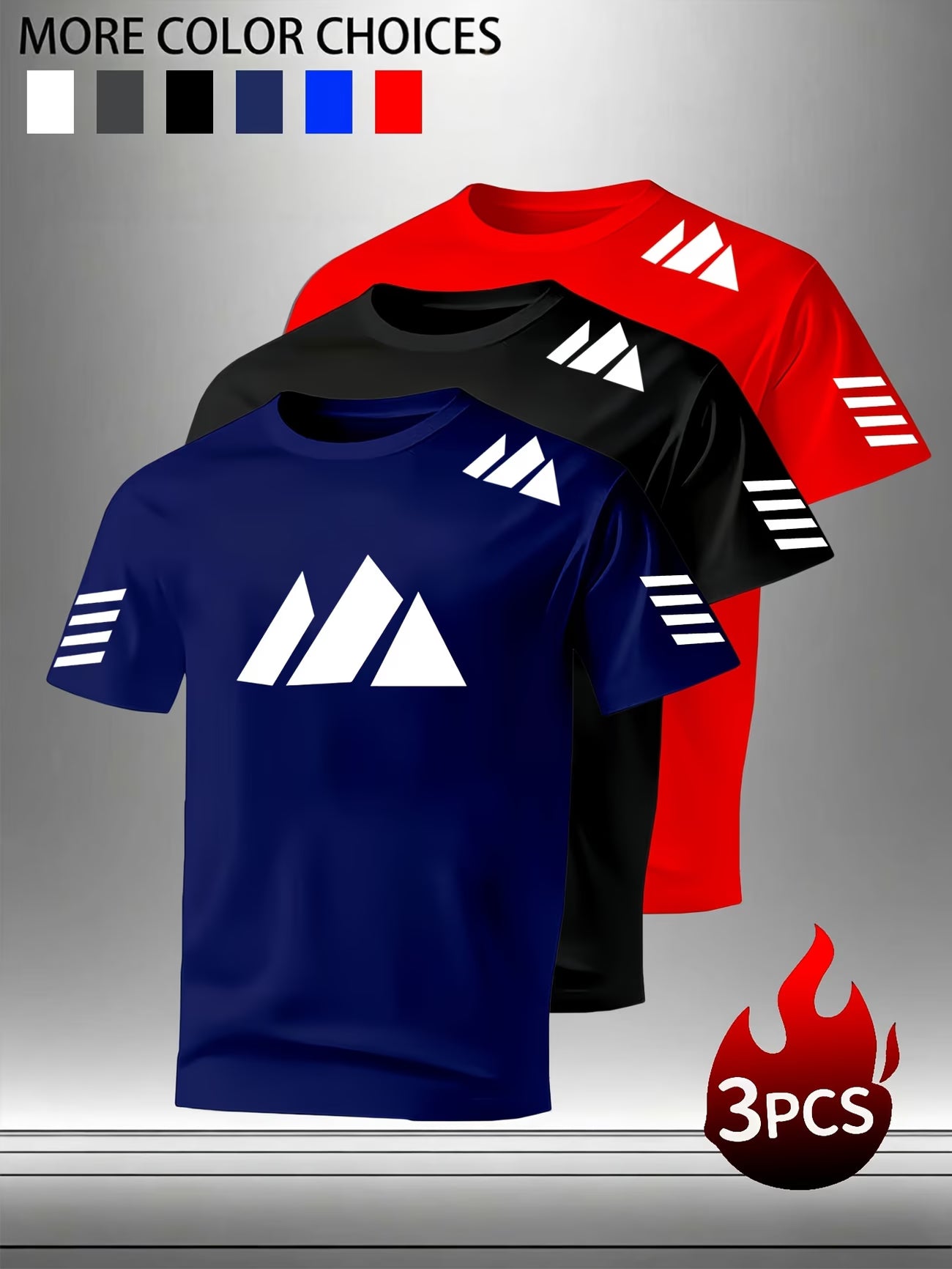 Lot de 3 t-shirts à manches courtes pour hommes respirant à séchage rapide du S au 3XL MAEJORKEN