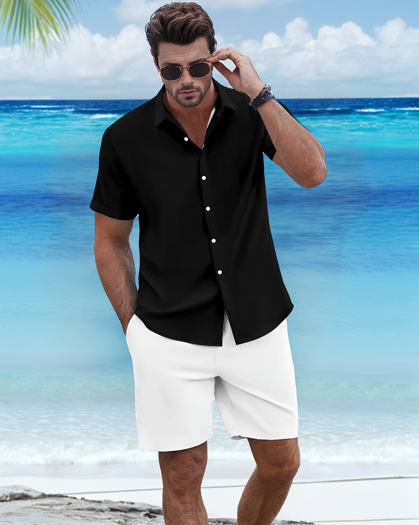 Ensemble chemise à manches courtes et bermuda du M au 3XL