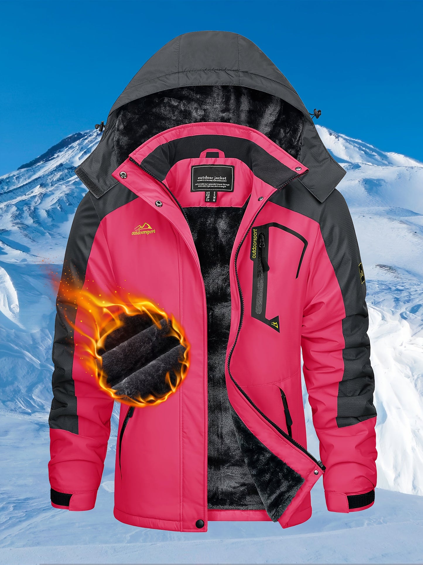 TACVASEN Women'S Winter Ski Jacket - Warm Fleece Lined, Detachable Hooded Coat with Zipper Pockets, Heavy Weight Thick Outdoor Coat for, Camping, Climbing, Travel & Snowboarding, Gear | Hooded Jacket | Zippered Jacket MAEJORKEN