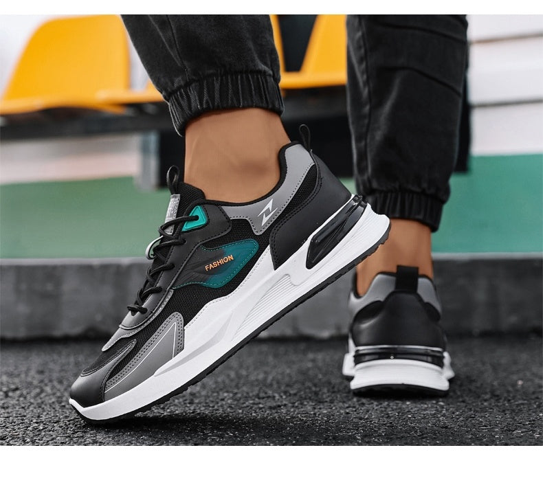 Men's Trendy Chunky Sneakers - Breathable Mesh Dad Shoes with Cushioned Insole, All-Season Wear, Green & Beige Color Scheme, Casual Sneakers for Walking, Running & Everyday Use MAEJORKEN