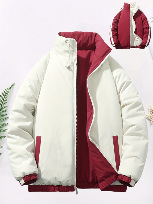 Blouson chaud réversible dotée de fermetures éclair de poignets élastiques et de poches inclinées du S au 3XL MAEJORKEN