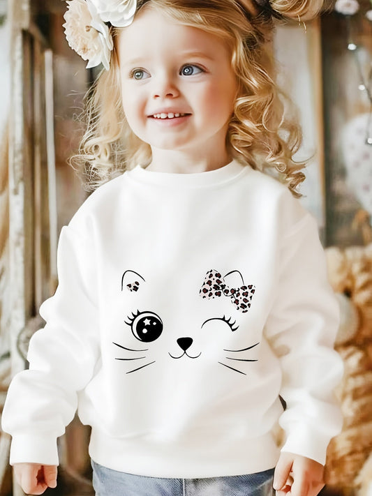 Sweat pour filles imprimé chat du 1 an au 8 ans MAEJORKEN