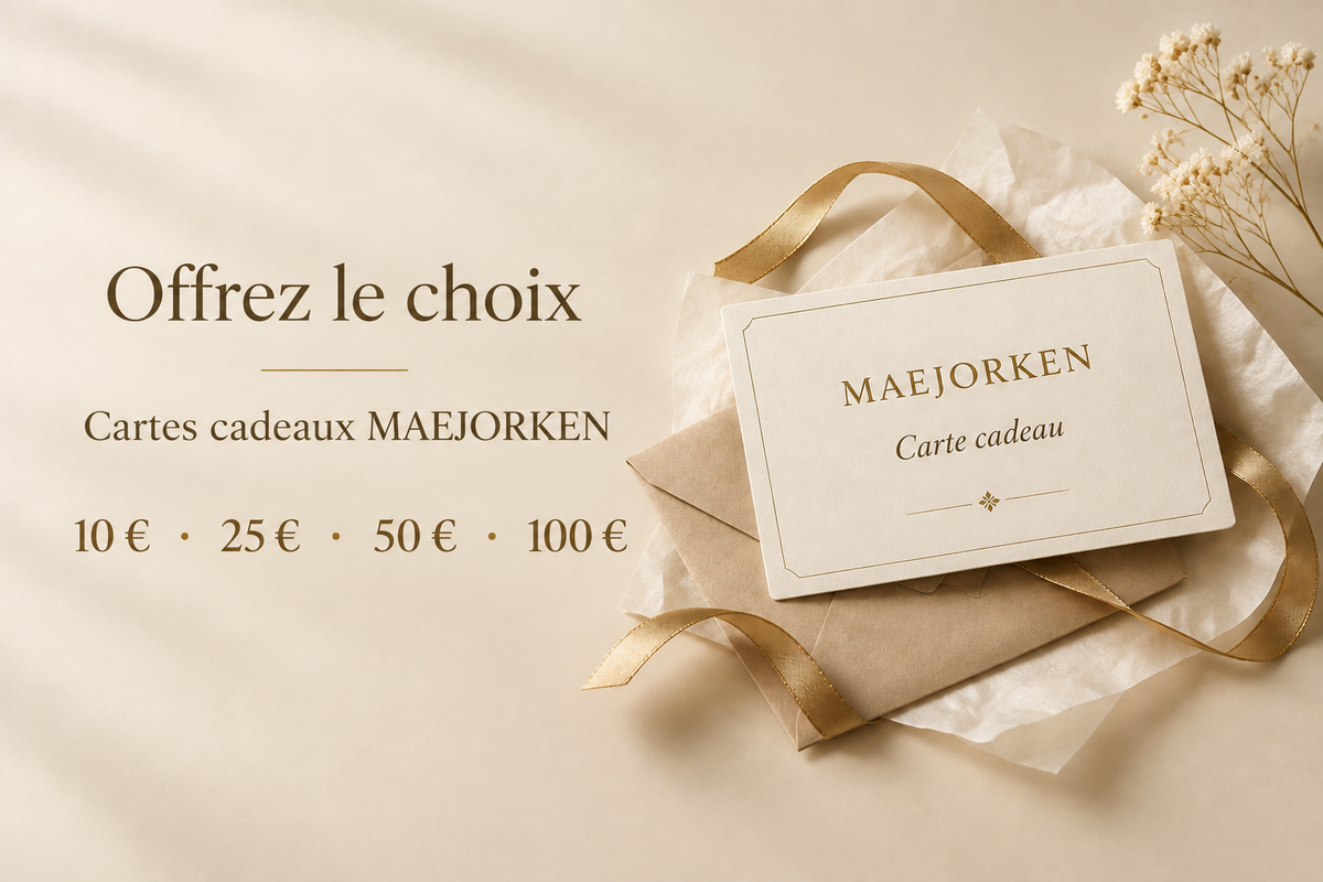 Cartes cadeaux MAEJORKEN avec les montants disponibles