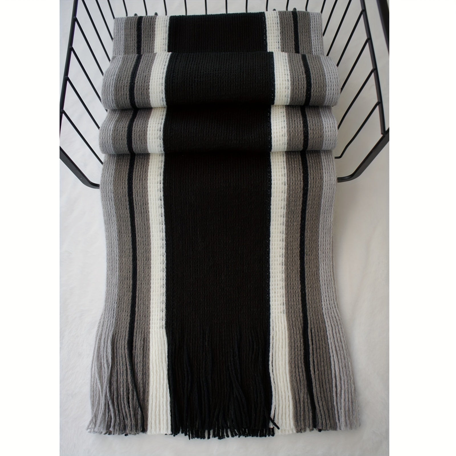 Echarpe élégante en tricot rayé - acrylique chaud MAEJORKEN