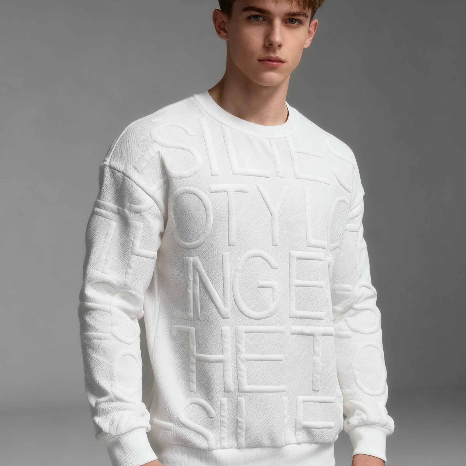 Pull blanc avec imprimé lettre pour garçons du 13 au 16 ans MAEJORKEN