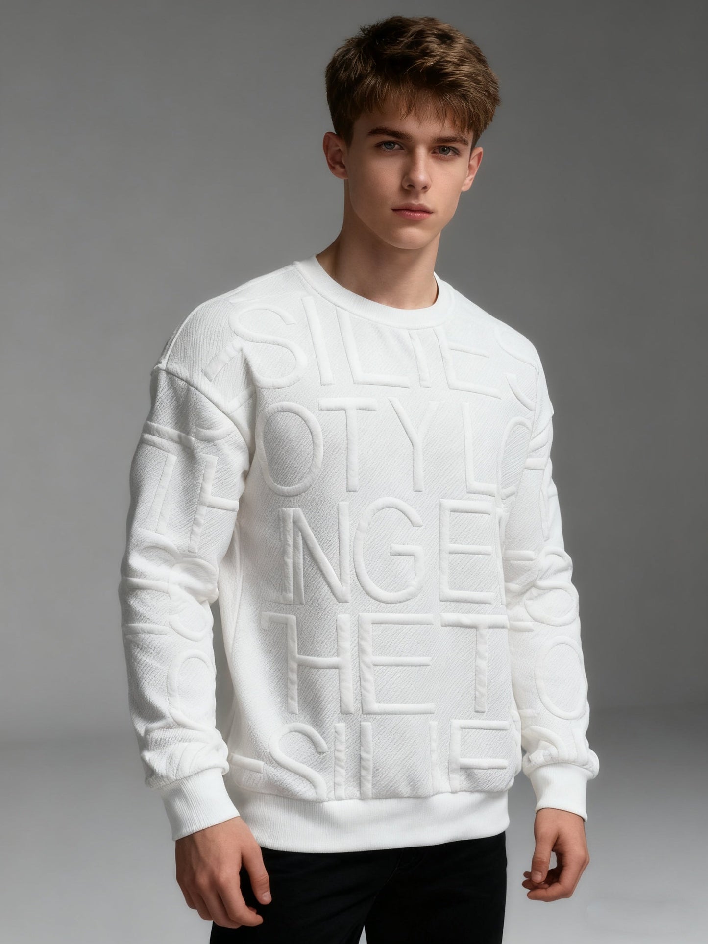 Pull blanc avec imprimé lettre pour garçons du 13 au 16 ans MAEJORKEN