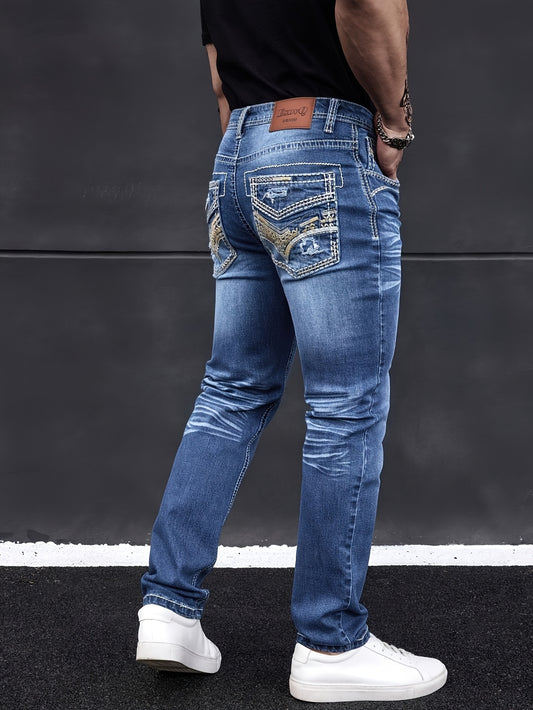 Jean avec poches avant et arrière brodés extensibles du S au 2XL