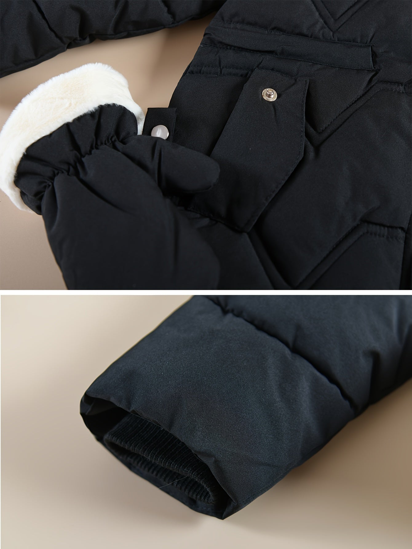 Manteau de couleur unie à capuche avec paires de gants pour filles de 1 à 10 ans MAEJORKEN