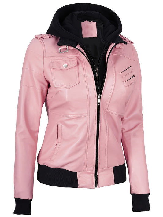Blouson en cuir zippé élégant pour femmes du S au 2XL